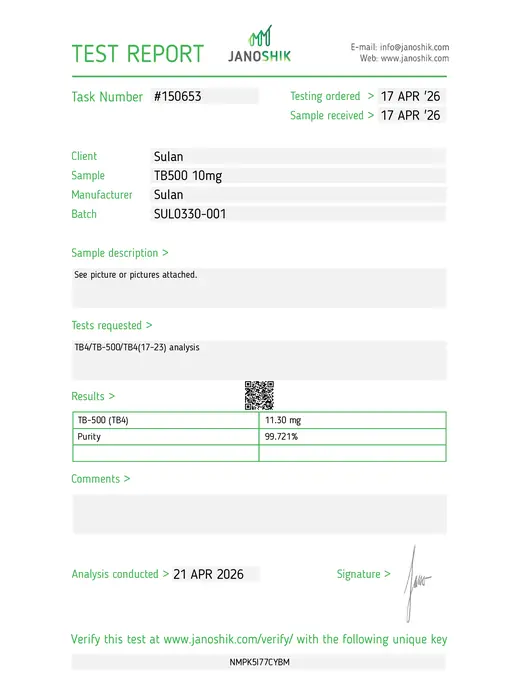 SULAN third-party test report Report #150653