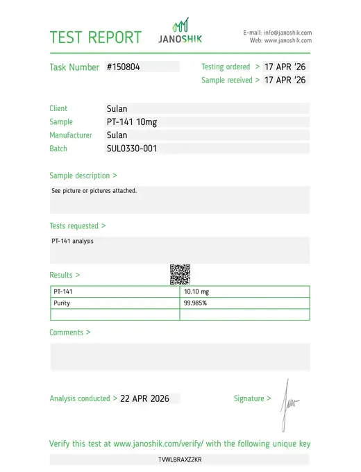 SULAN third-party test report Report #150804