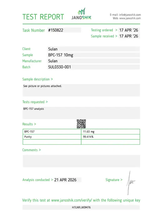 SULAN third-party test report Report #150822